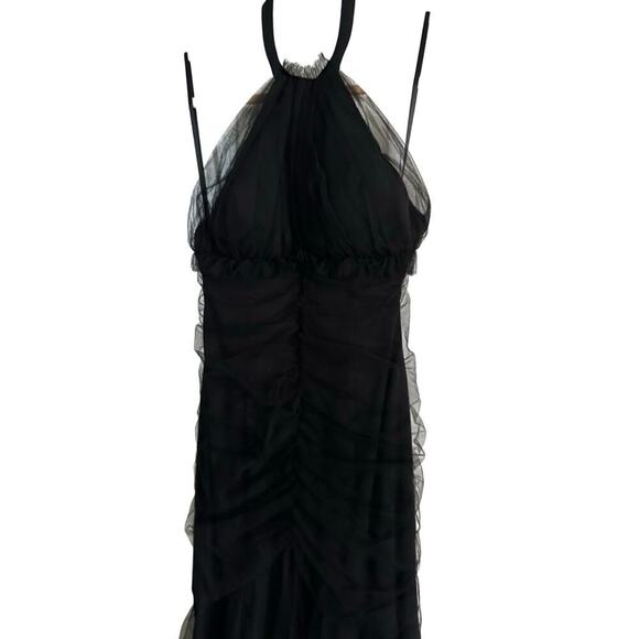 NWT Vintage Cache Women's Black Tulle Halter Neck Party Mesh Prom Dress Size 4 - Picture 6 of 12